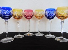 6 Römer - 3 Farben, Nachtmann 124, Weingläser Bleikristall Überfang-Glas bunt