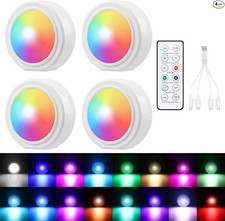 4PCS Wireless Car LED Lights with Remote Control, 16 Colors Interior Car Led Puc