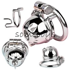 Male Premium Metal Chastity Cage Belt Detachable 3MM 4MM Pierced PA Ring Lock