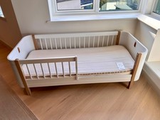 Oliver Furniture - Wood Mini + Junior Bed in White & Oak including Mattress