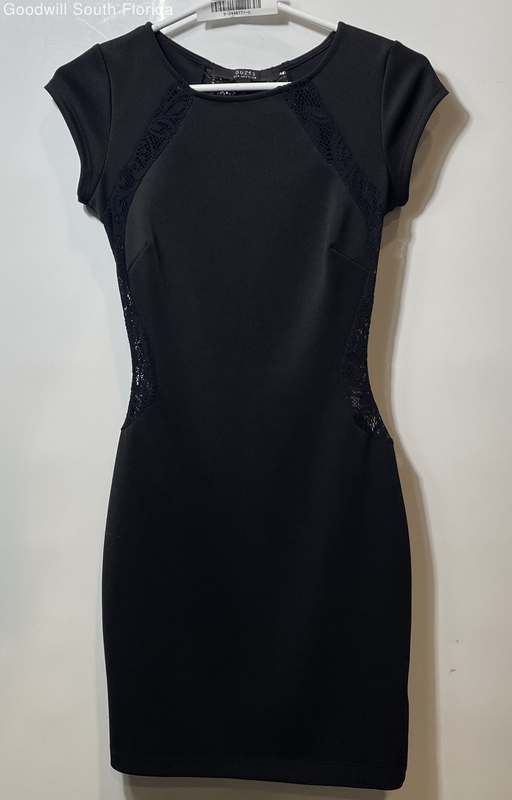 Guess Womens Black Short Sleeve Crew Neck Sheath Dress Size Small