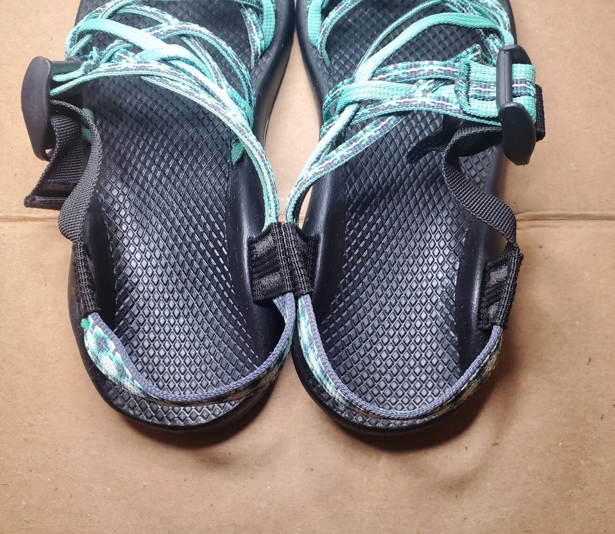Chaco ZX3 Triple Strap Aqua Blue Toe Strap Sandals Women's Size 7