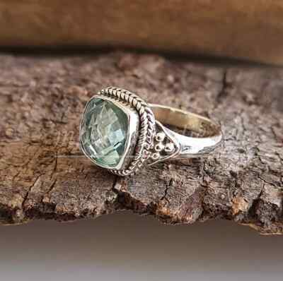 #ad #ad Natural Aquamarine 925 Sterling Silver Bandamp; Statement Ring Handmade All Size $14.24