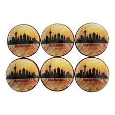 Set of 6 San Antonio Skyline Wood Cabinet Knobs