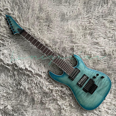 7 Strings Blue E-II Horizon Electric Guitar HH Pickups Quilted Maple Top Veneer