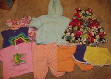 LOT OF 8  Girls' 12 Month LOT jacket, t-shirts, capris  shorts EUC