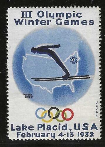III Zimowe Igrzyska Olimpijskie, Lake Placid, Nowy Jork, 4-13 lutego 1932, znaczek plakatowy - Zdjęcie 1 z 1