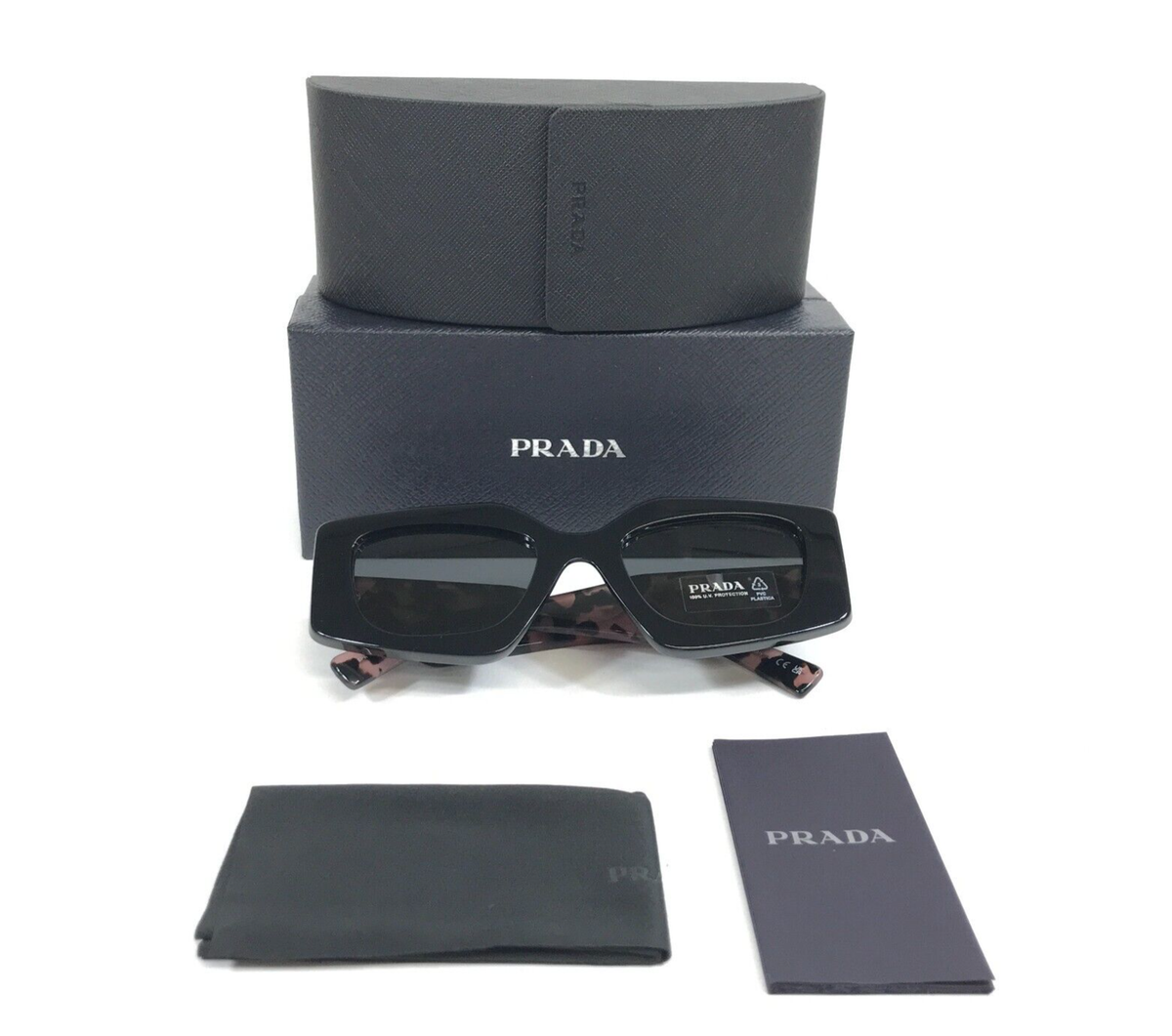 Prada Sunglasses SPR15Y 1AB-5S0 Black Tortoise Pentagon Frames