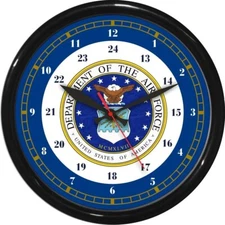 12.25" US Air Force 24 Hour Wall Clock Military Patriotic Service 0724
