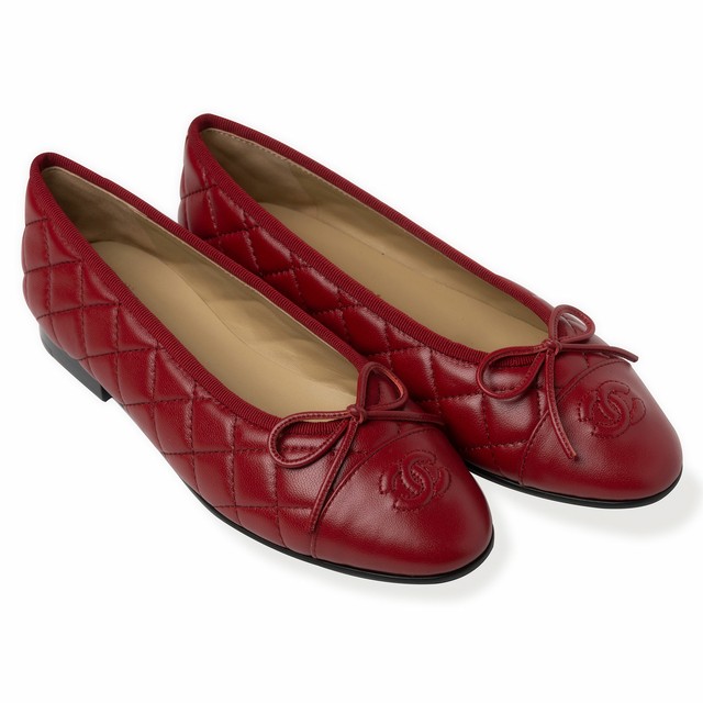 chanel red ballet flats