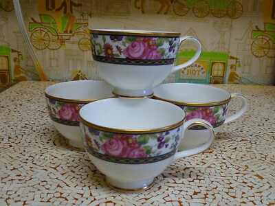 Set (4) Royal Doulton Centennial Rose Teacups, H5256 Bone China, Made In  England