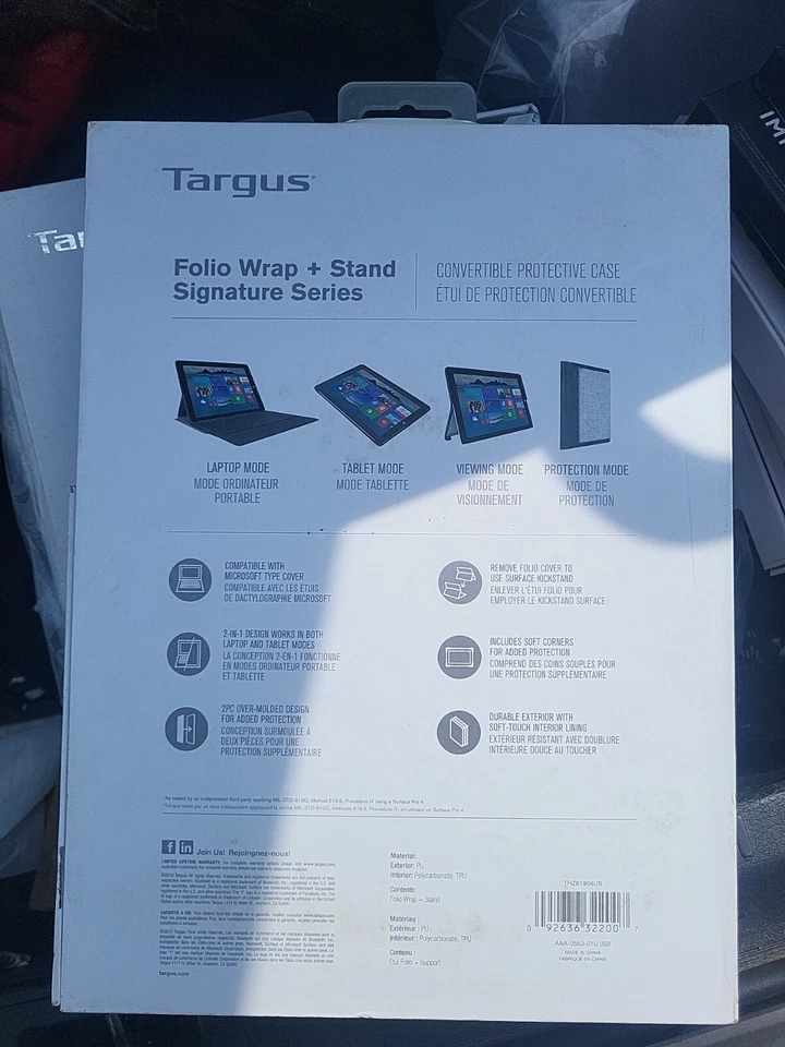 TARGUS FOLIO WRAP + STAND SIGNATURE SERIES FOR MICROSOFT SURFACE PRO 4 GRAY NEW - Image 2 of 2