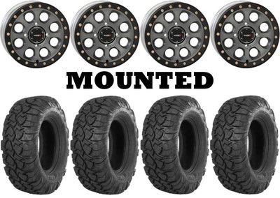 Kit 4 ITP UltraCross R-Spec Tires 32x10-15 on System 3 SB-7 Beadlock Gray TER