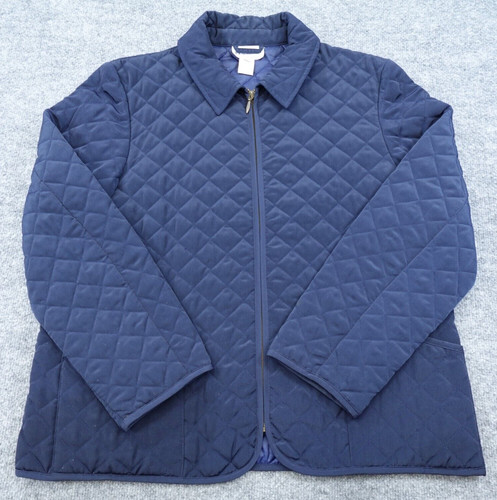 Pendleton Jacket Womens XL Blue Quilted Full Zip Navy Quilt Coat Lightweight