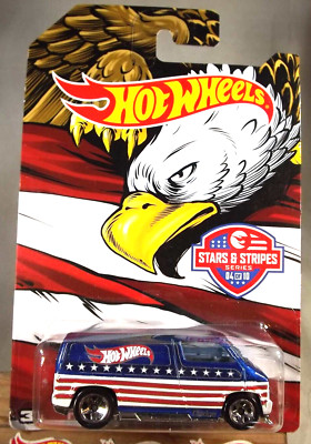 2016 Hot Wheels Stars &amp; Stripes Series 4/10 CUSTOM '77 DODGE VAN Blue w/5 Spokes