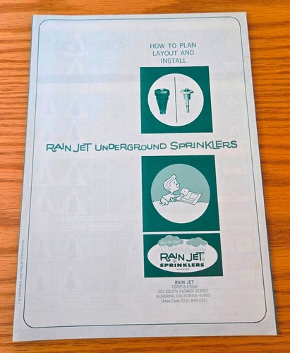 Rain Jet Underground Sprinklers How to Plan Layout and Install Guide, Vintage