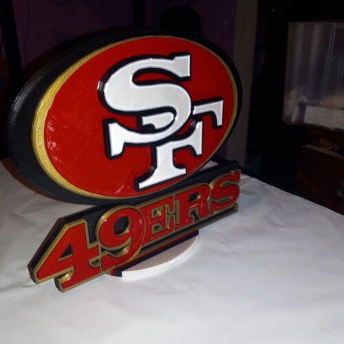 Panneau de support logo 3D des 49ers de San Francisco, imprimé en 3D 8 pouces - Photo 1 sur 14