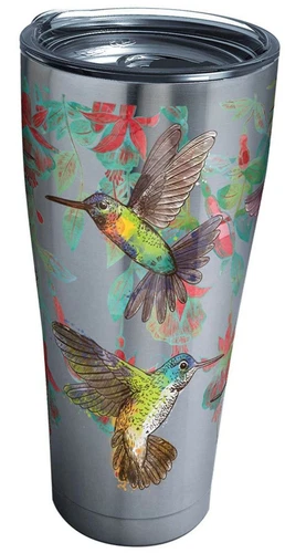 Tervis Hummingbirds 30Oz Stainless Steel w Lid NEW Colorful Fuchsia Vines Bird