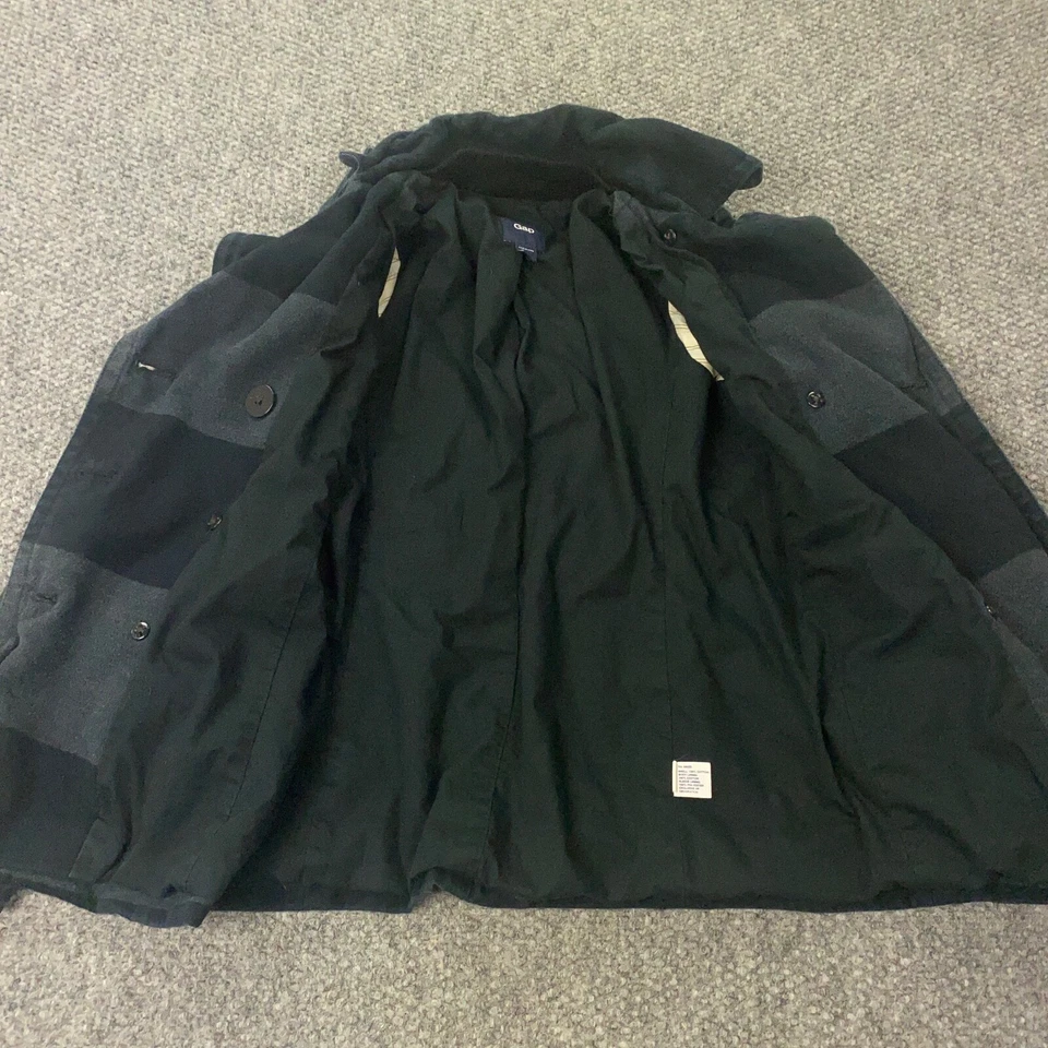 Abrigo Gap Mujer Guisante XS Negro/Gris Rayas Abotonadas Forrado Doble Pecho Foto 4 de 4