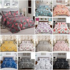 4 Pcs Complete Duvet Cover Set Fitted Sheet & Pillowcases Single Double King