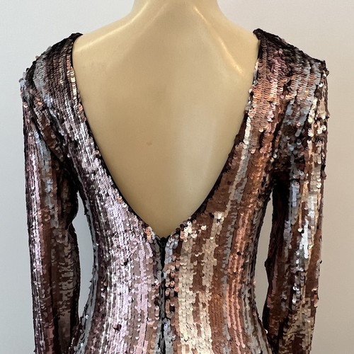 New Dress the Population Sequined Mini Dress Sz S Sequins Bodycon Metallic Fran - Picture 9 of 11