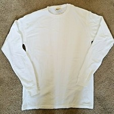 Men's HANES COMFORT WASH 100 Cotton White Long Sleeve T-Shirt size Medium