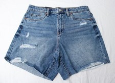 Shein Women's High Rise Distressed Cutoff Denim Shorts EJ3 Blue Size 27 NWT