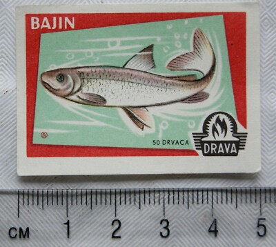 Vintage Matchbox Label - Drau - Fisch - Bajin