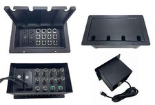 PROCRAFT JUMBO 4 HOLE LID FEED-THRU Floor Box w/ 2 AC 8 XLRF 2 XLRM 2 RJ45