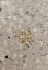 Gold Dangle Star and Moon Earrings - 925 Sterling Silver Jewellery Gold Plated 