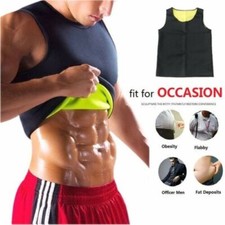 Men's Neoprene T-Shirt Waist Trainer Body Shaper Tank Top Sauna Suit Sweat Vest