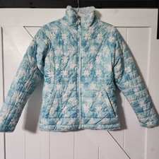 The Northface Reversible Winter Coat Girls XL 18 Aqua Blue/White
