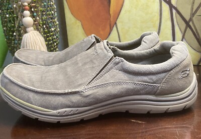 Skechers Expected Avillo Relaxed Fit Shoes Mens Size 12 Khaki Canvas Slip On