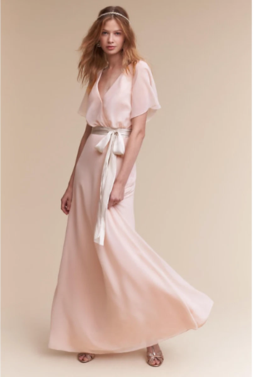 bridesmaid dress gold SAME Ruched Chiffon Dress | Gold