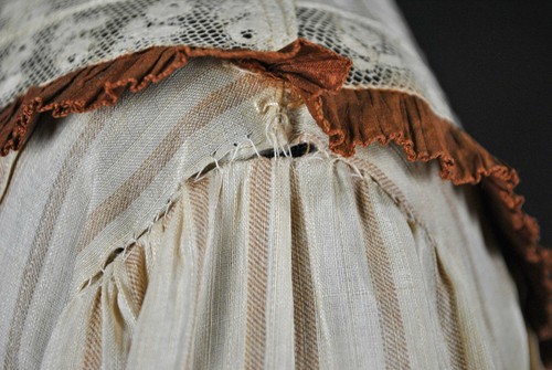 VICTORIAN 2 PIECE STRIPED COTTON DAY DRESS, 1900s - Picture 8 of 12