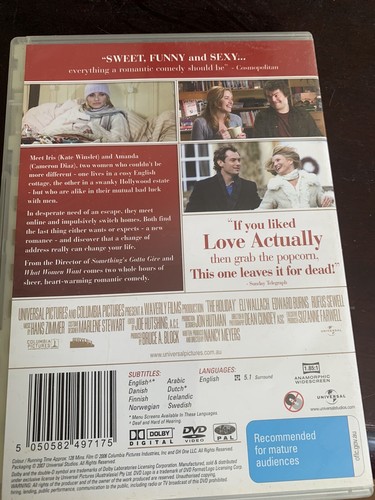 The Holiday DVD Kate Winslet Cameron Diaz Jude Law Free Post Region 4 (b7) - Picture 2 of 2