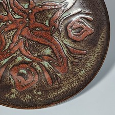 Vintage Studio Pottery Textured Abstract Iron Glaze Stoneware Plate Organic Mode