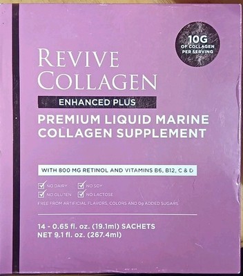 REVIVE COLLAGEN ENHANCED PLUS PREMIUM LIQUID MARINE SUPPLEMENT 800mg 14 SACHETS!