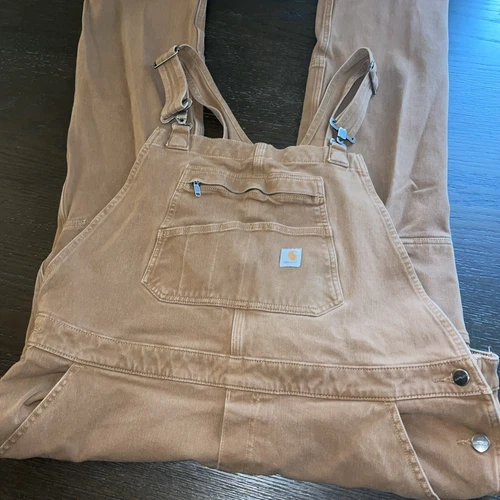 Carhartt Overalls Womens XXL 20 Short Brown Duck Canvas Double Knee Bib OR4556