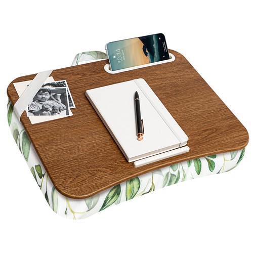 Watercolor Leaves Lap Desk For Laptops Portable Cushion Integrated Phone Slot - 第 1/6 張圖片