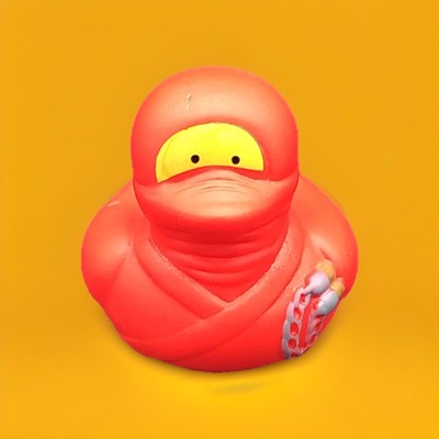 Red Ninja RUBBER DUCKIES Ninja Warrior Hero DuckParty Celebration 2'' x 2''