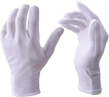 12 Pairs White Cotton Gloves Soft Hand Gloves Dust-Free Work for Men Women Art C