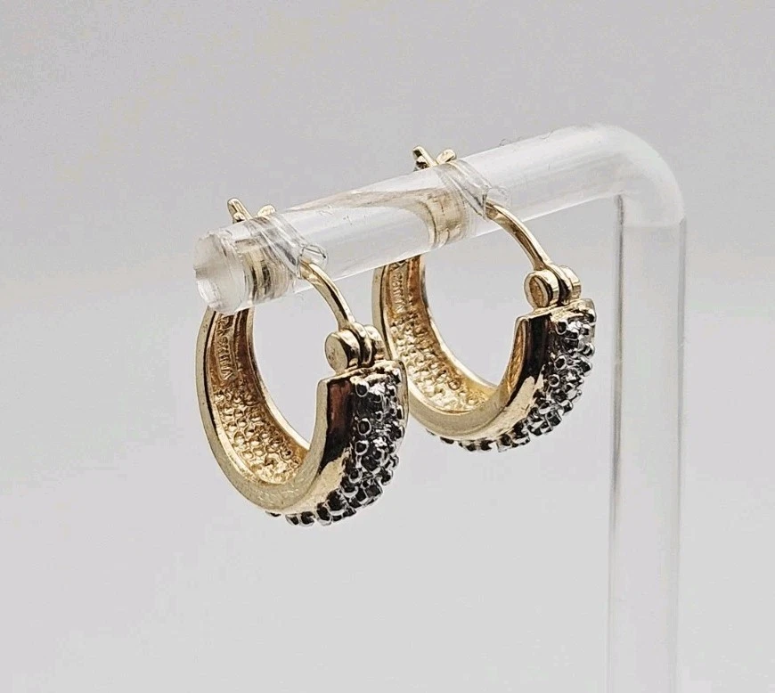 Ross Simons Sterling Silver Vermeil Diamond Accent 16mm Hoop Earrings - Image 3 of 4