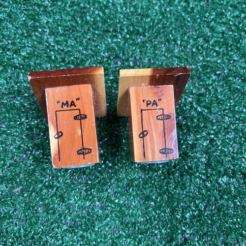Vintage Souvenir Ma & Pa Wooden Outhouse Salt & Pepper Shakers