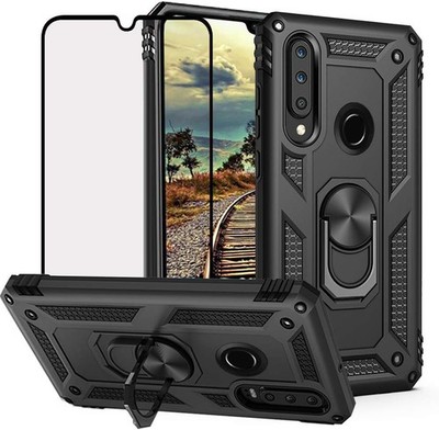 Huawei P30 Lite Case with Tempered Glass Screen Protector, Heavy Duty Armor Cove