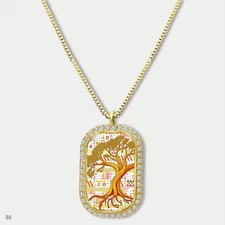 Gorgeous Colorful Tree of Life Pendant Necklace Chain Picture Dog Tag Chain Gift