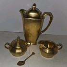 Beautiful 1943 Gold wheeling decorating glass china teapot  cream & sugar Spoon — photo 2