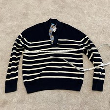 Women  s J McLaughlin Blue White Pullover Striped Sweater Medium New Unisex