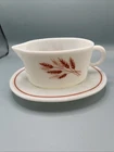 Vintage 1970's Pyrex Milk Glass Autumn Harvest Wheat Gravy Boat 77B & 77U Plate