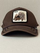 Goorin Bros The Farm SnapBack Trucker Hat "PRICK" Porcupine Lid Cap Brown